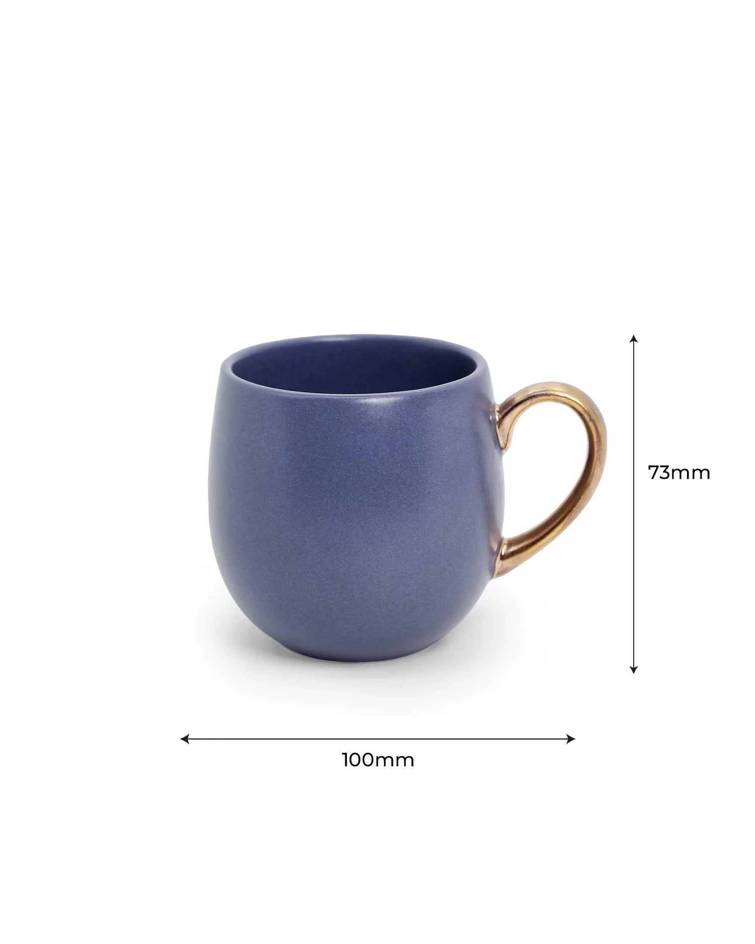 OPAQUE BLUE / Set of 6 * 180ml || Bloom luxurious Tea Mug | Golden handle