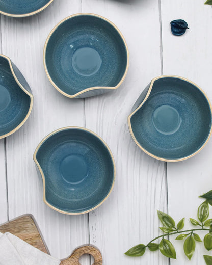 Medium teal || Organic thumb bowl - Set of 6