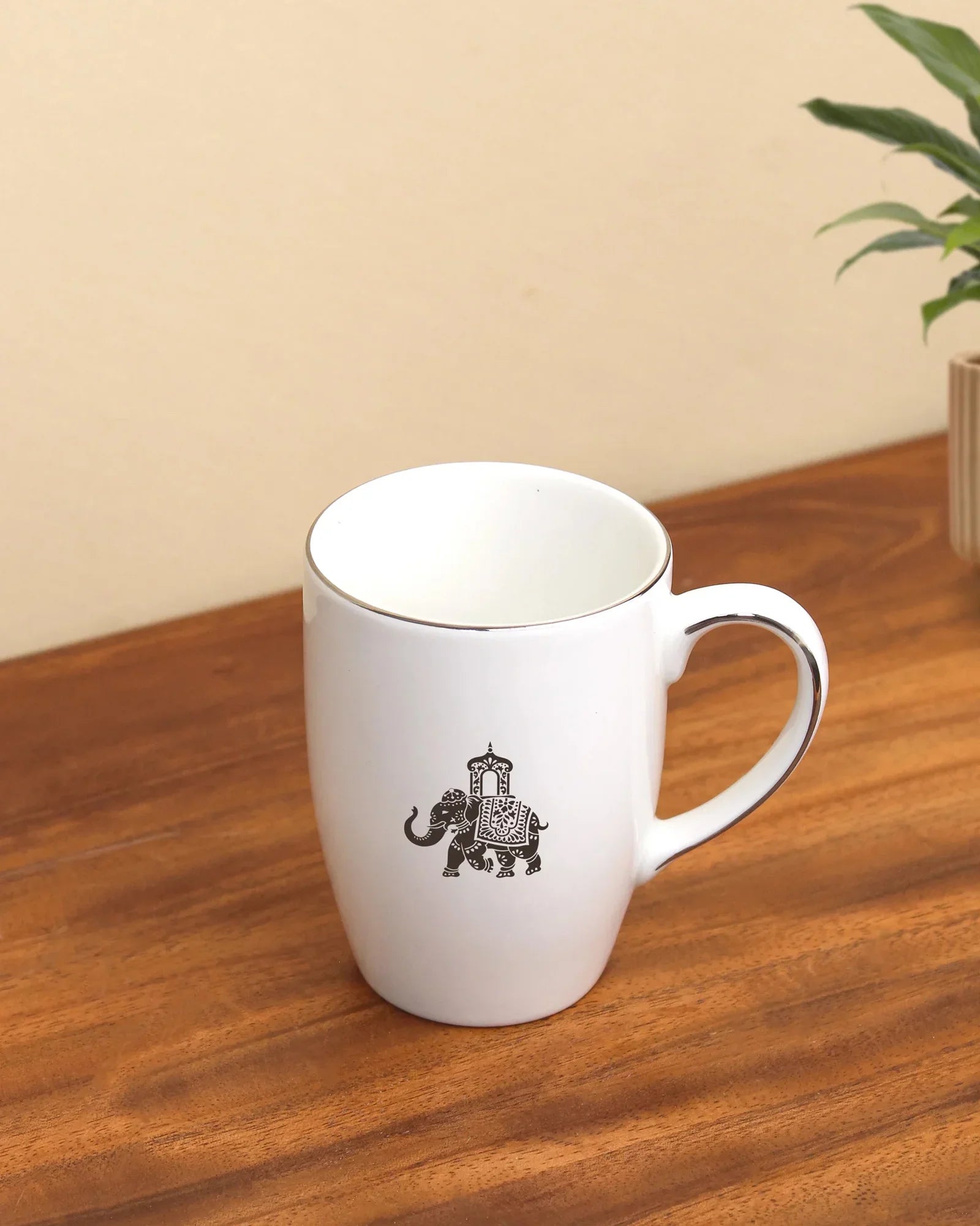 Gaj Mugs Set of 2 – 230 ml Fine Porcelain Coffee Mugs with Elephant Design - Vola Global