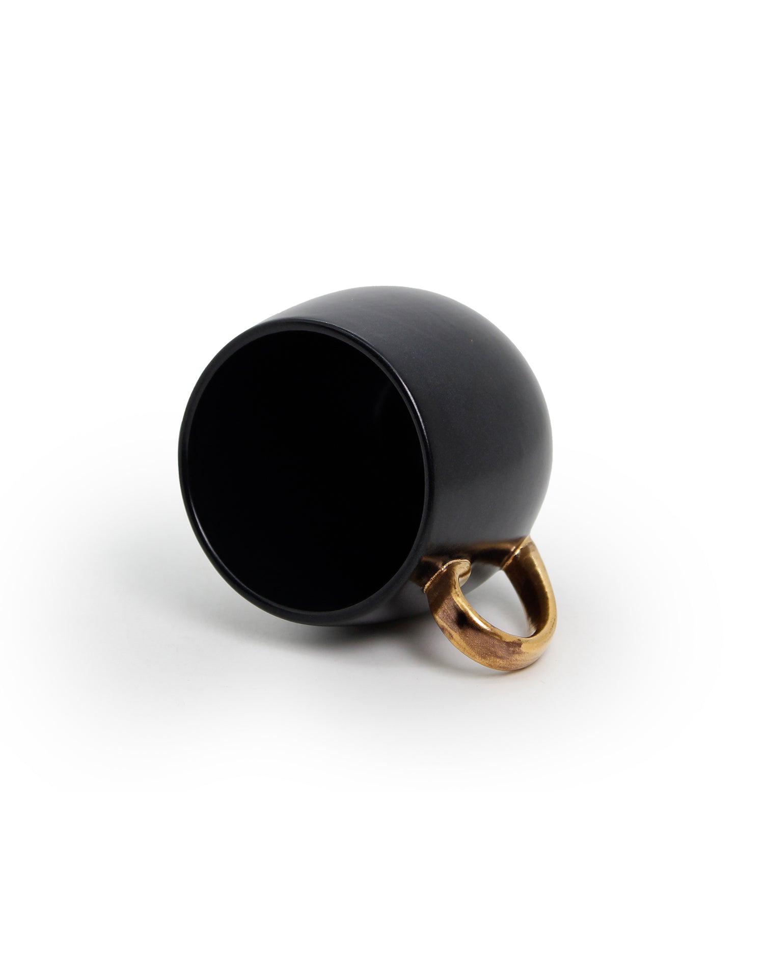 BLACK / Set of 6 * 180ml || Bloom luxurious Tea Mug | Golden handle