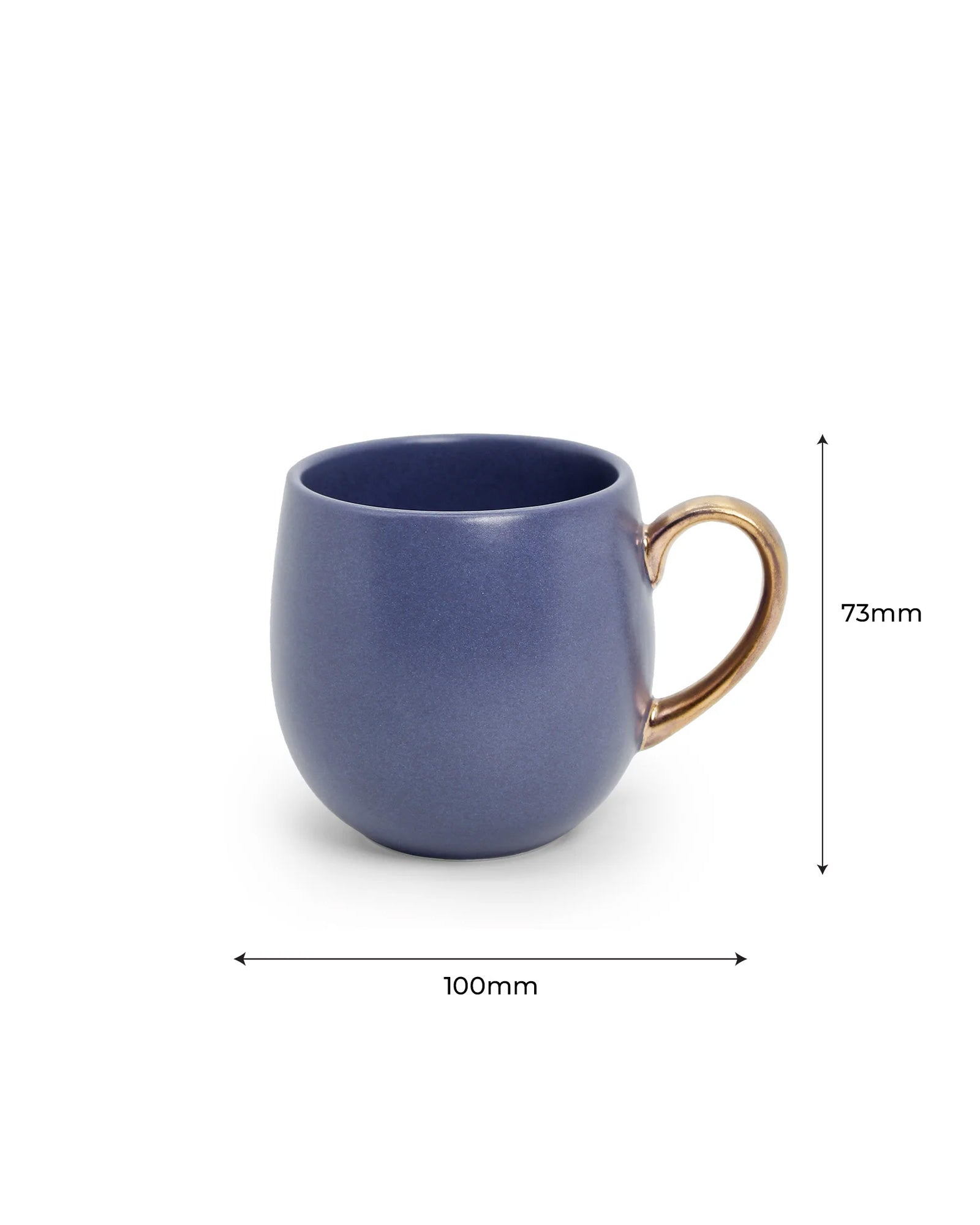 OPAQUE BLUE / Set of 2 * 180ml || Bloom luxurious Tea Mug | Golden handle