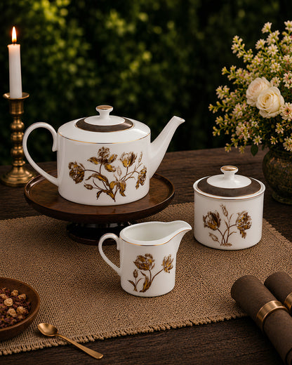 Vola Sepia Garden 17-Pc Tea Set | 24K Gold Legacy Edition