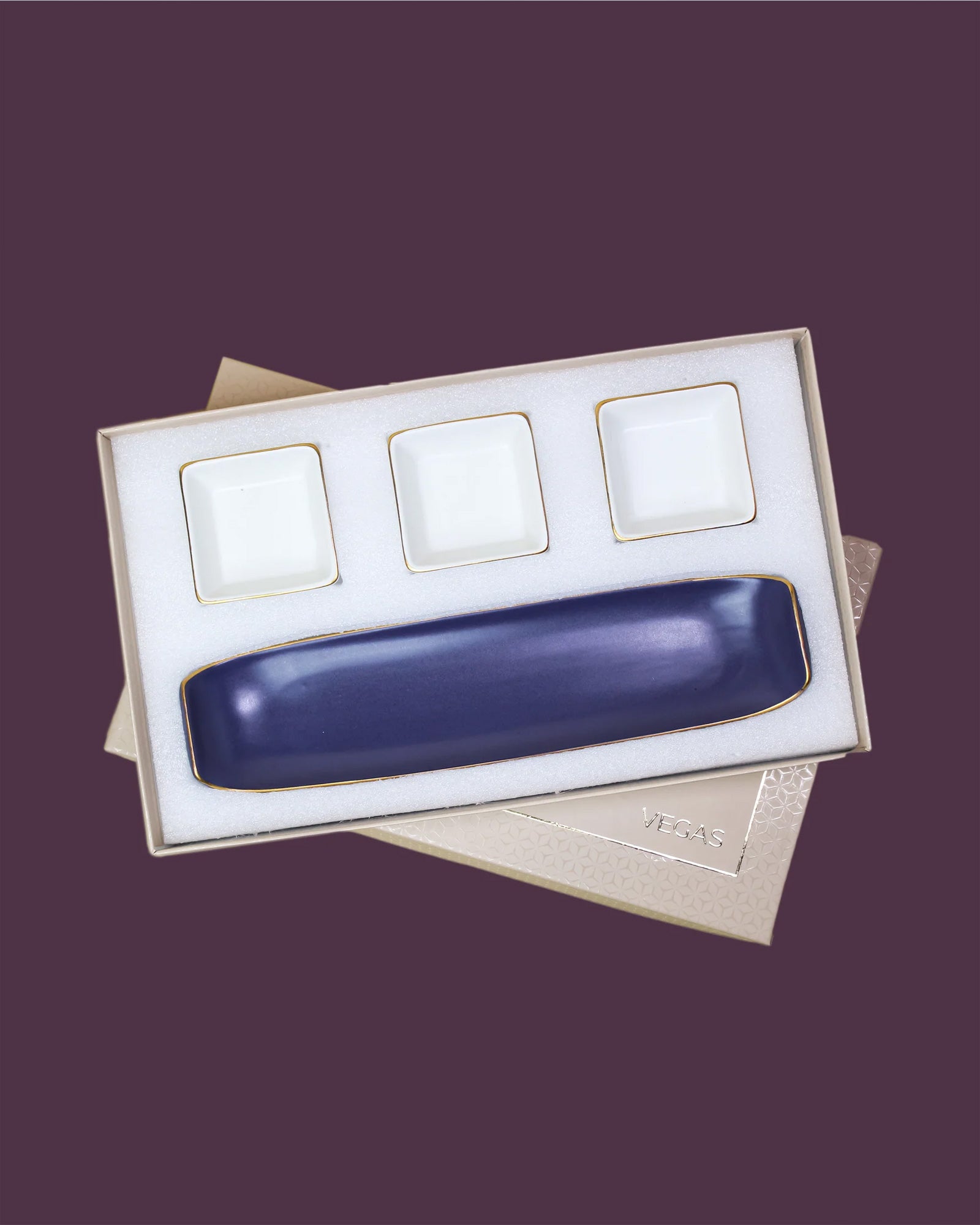 Opaque Blue || Bloom Vegas Soirée Combo Set of 4 - Elevate Your Gathering with Culinary Elegance