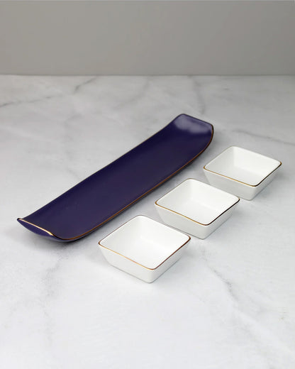 Opaque Blue || Bloom Vegas Soirée Combo Set of 4 - Elevate Your Gathering with Culinary Elegance