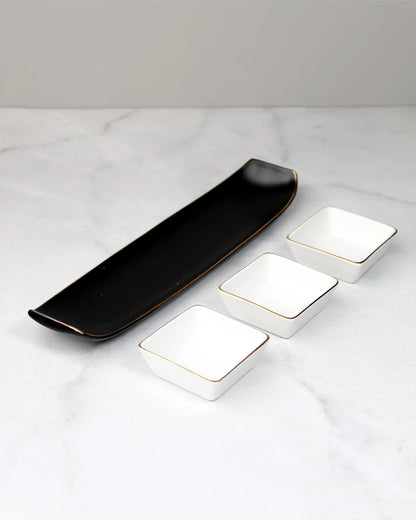 Black || Bloom Vegas Soirée Combo Set of 4 - Elevate Your Gathering with Culinary Elegance