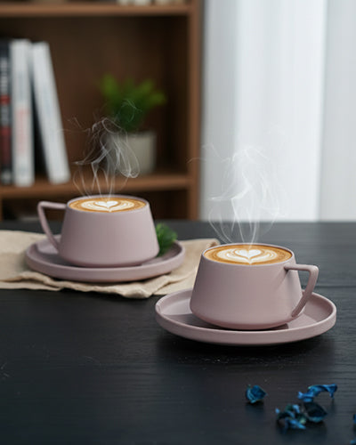 Vogue Elevated Fine Porcelain Cup &amp; Saucer Set of 12 – Elevated Base Design for Tea &amp; Coffee