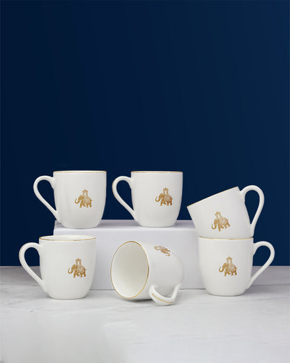 Gold || Gaj Mini Sip Cup—Porcelain Cup | Elephant Motif | Ideal for Tasting, Espresso &amp; Gifting