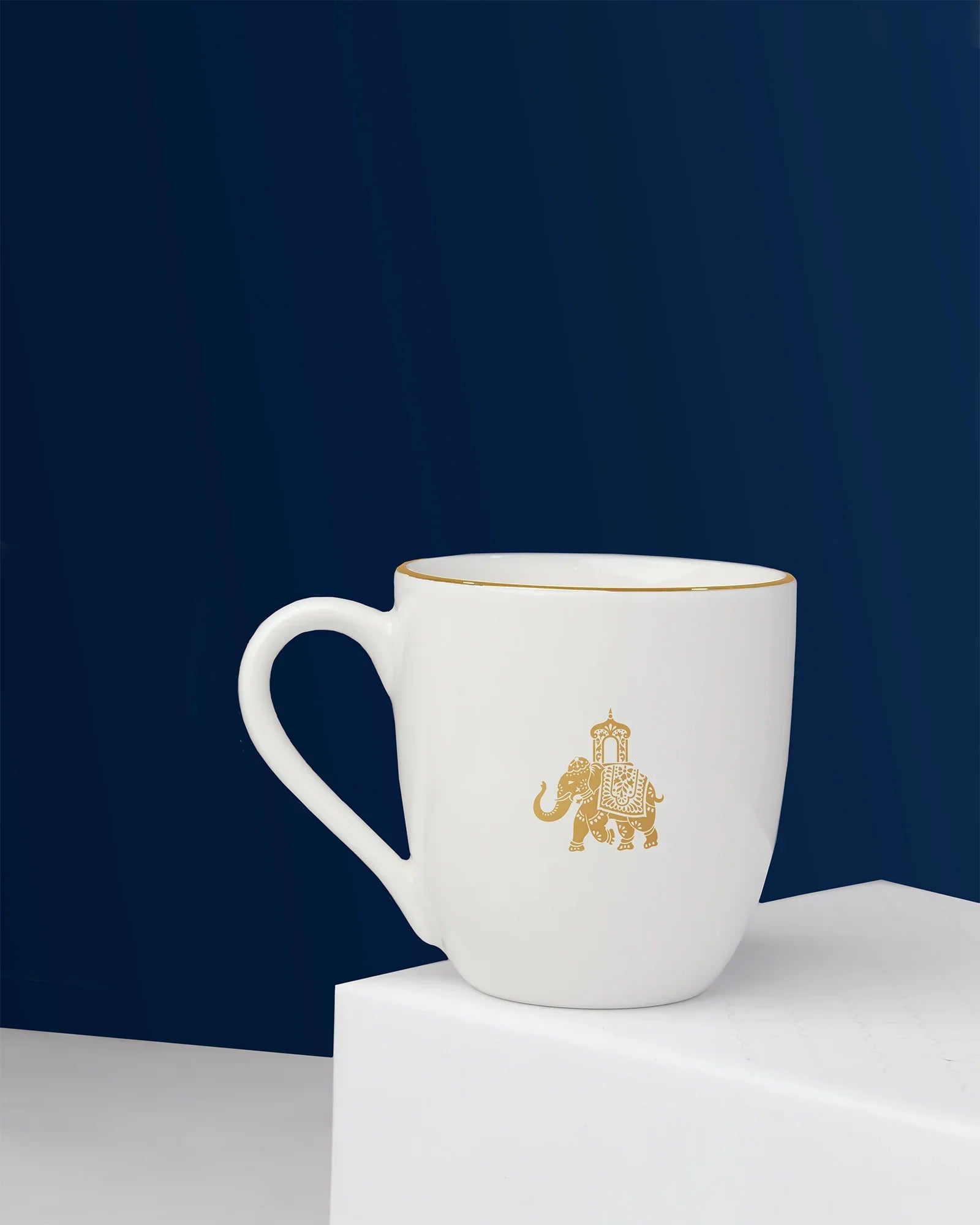 Gaj Mini Sip Cup Set of 6 – Fine Porcelain Cups with Elephant Motif - Vola Global