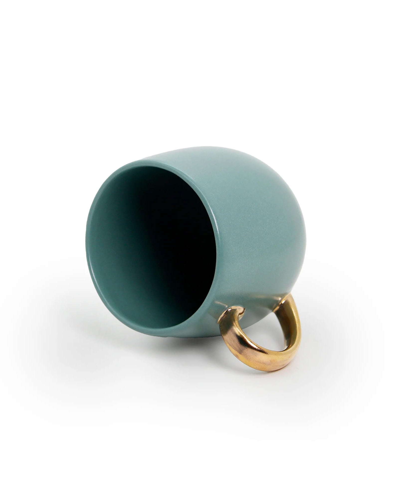 VIRIDIAN GREEN / Set of 6 * 180ml || Bloom luxurious Tea Mug | Golden handle