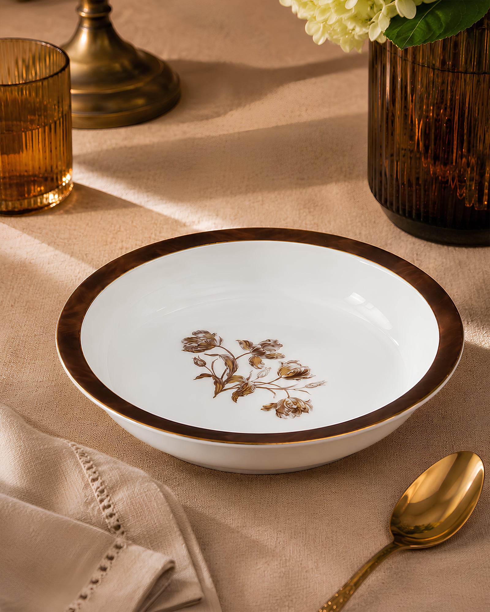 Vola Sepia Garden 21cm Plate | Limited Edition Gold Rim