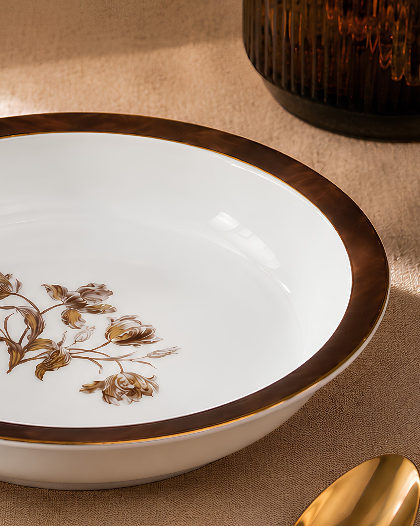 Vola Sepia Garden 21cm Plate | Limited Edition Gold Rim