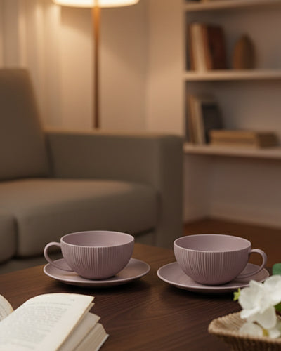 Vogue Coupe Fine Porcelain Cup &amp; Saucer Set of 12 – Sleek Contemporary Design for Tea &amp; Coffee