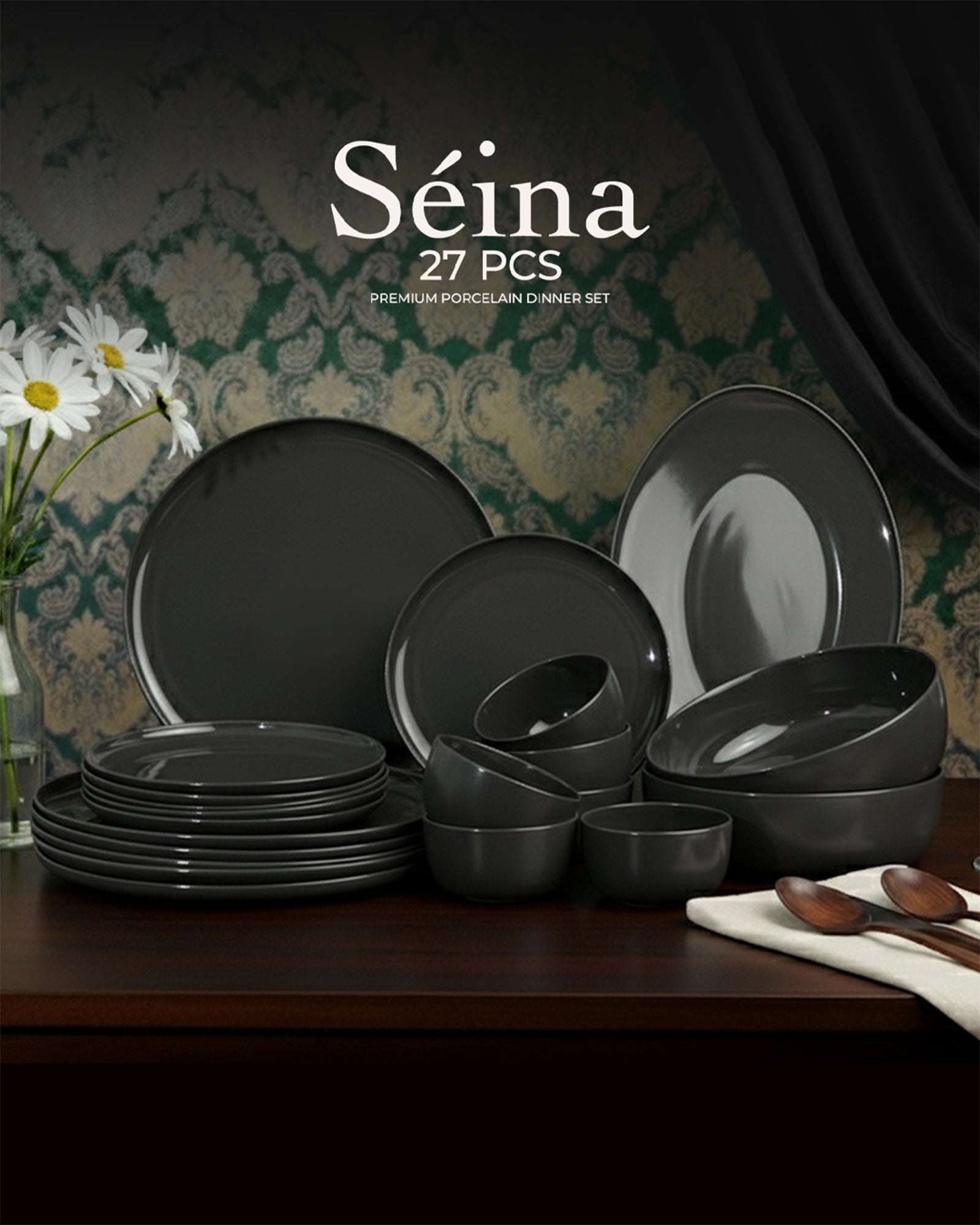 Seina 27 Pcs Fine Porcelain Dinner Set | Luxury Dinnerware Collection - Vola Global
