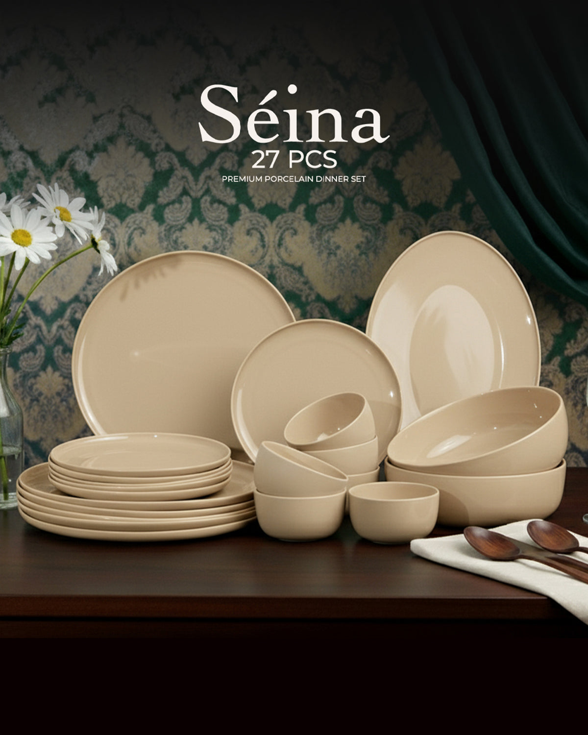 Seina 27-Pc Porcelain Dinner Set | Luxury Dinnerware