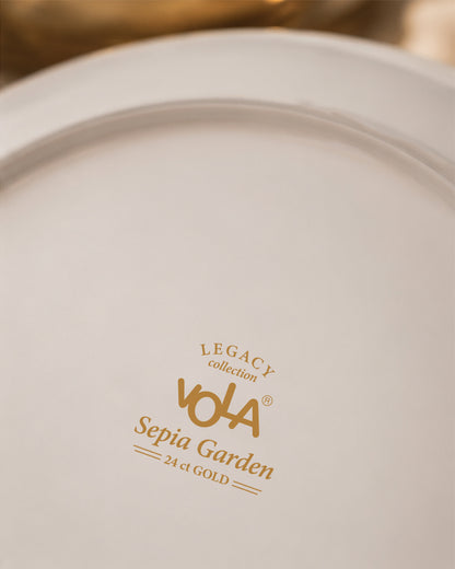 Vola Sepia Garden Plate 21cm | Limited Edition 24 Carat Gold Rim