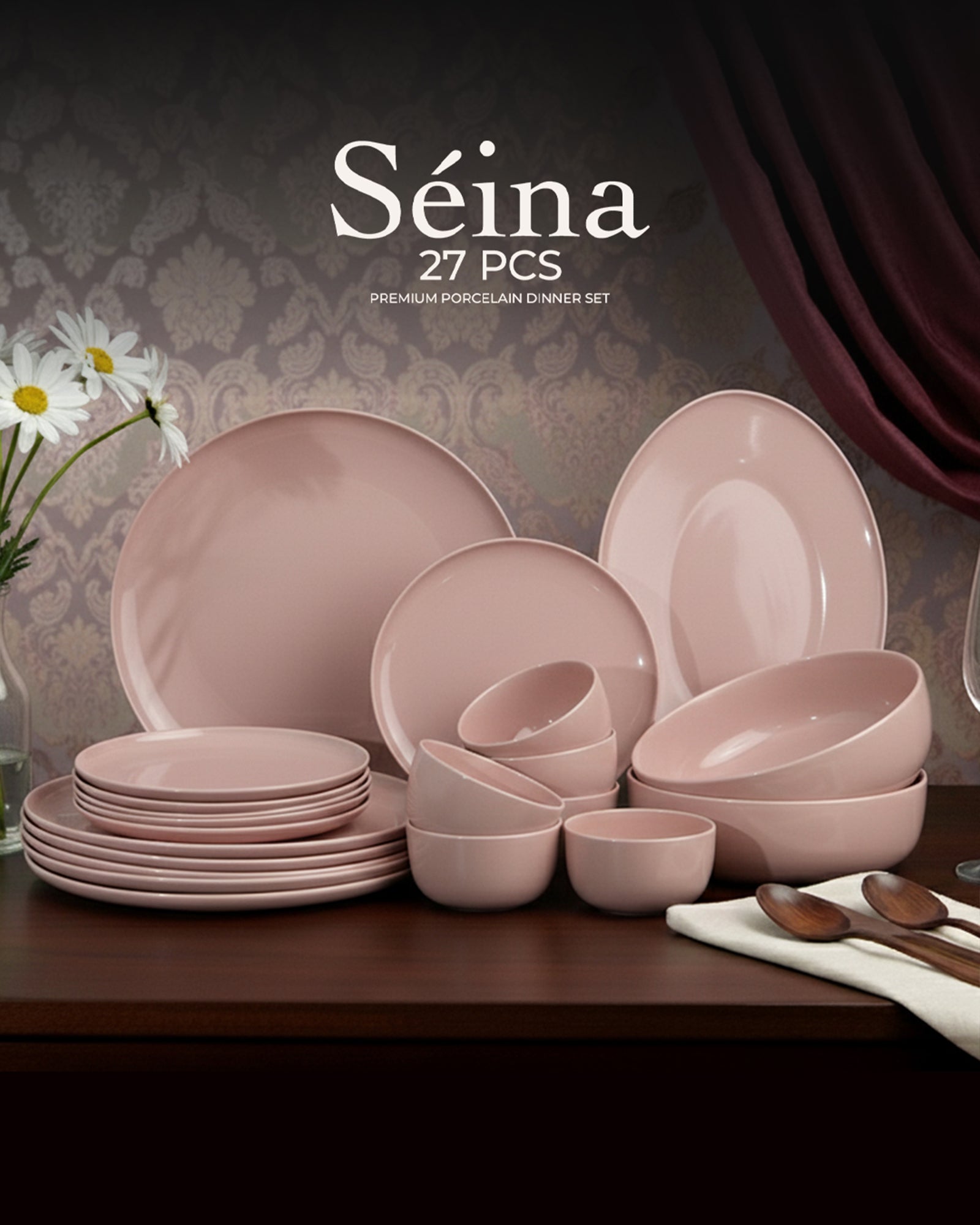 Seina 27 Pcs Fine Porcelain Dinner Set | Luxury Dinnerware Collection - Vola Global