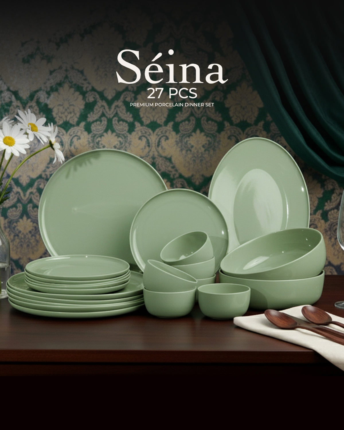 Seina 27-Pc Porcelain Dinner Set | Luxury Dinnerware