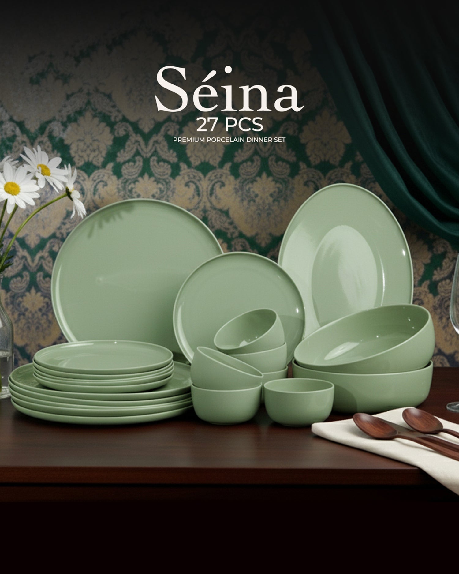 Seina 27 Pcs Fine Porcelain Dinner Set | Luxury Dinnerware Collection - Vola Global