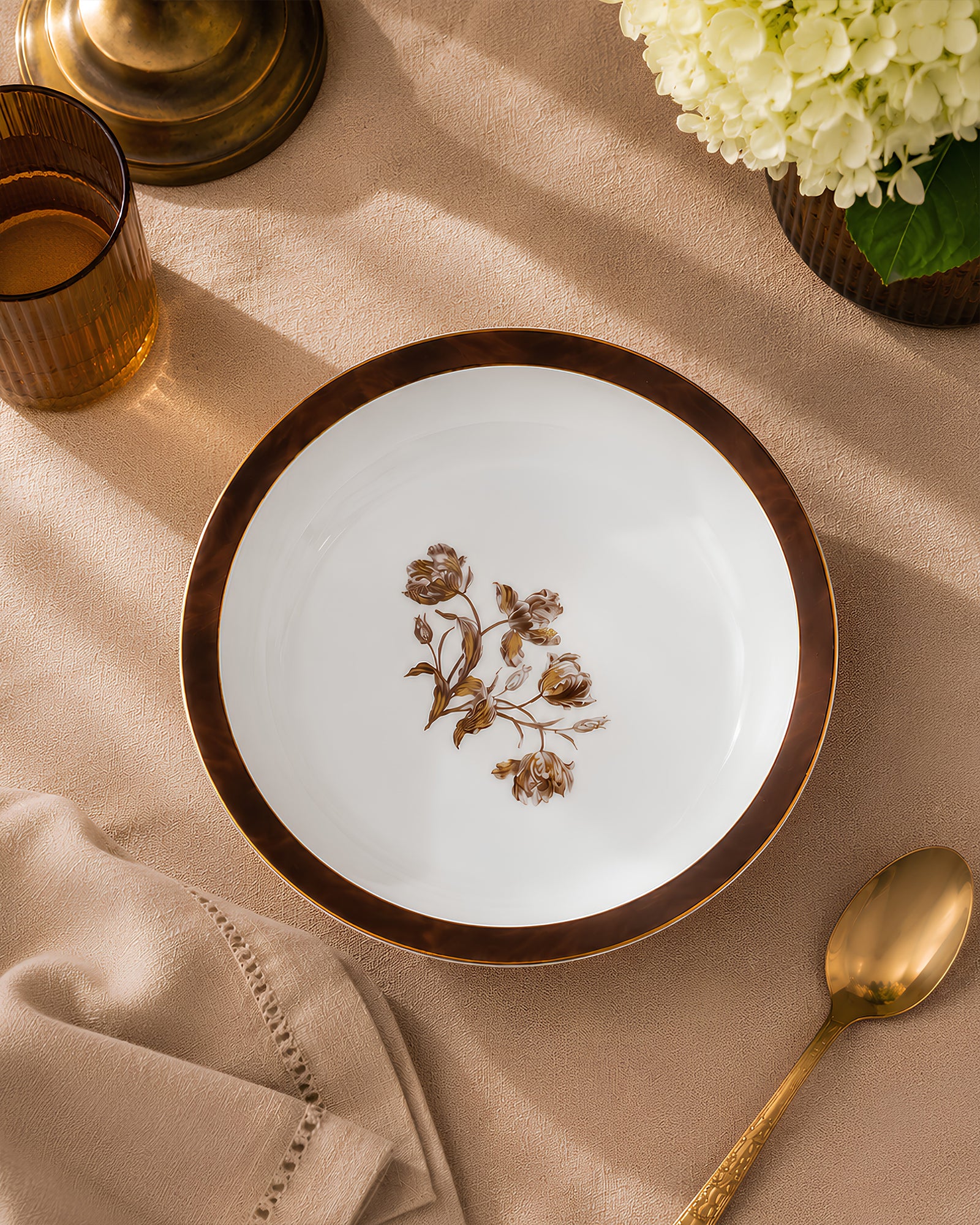 Vola Sepia Garden 21cm Plate | Limited Edition Gold Rim