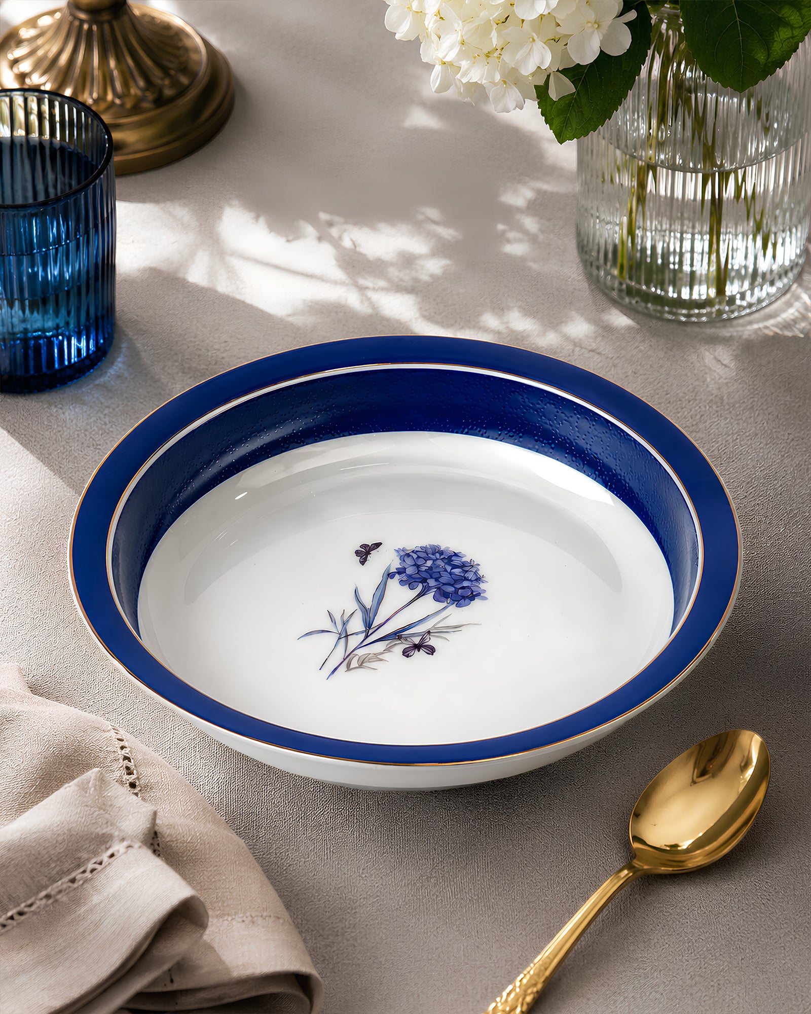 Vola Jardin Blue 21cm Plate | Limited Edition Gold Rim