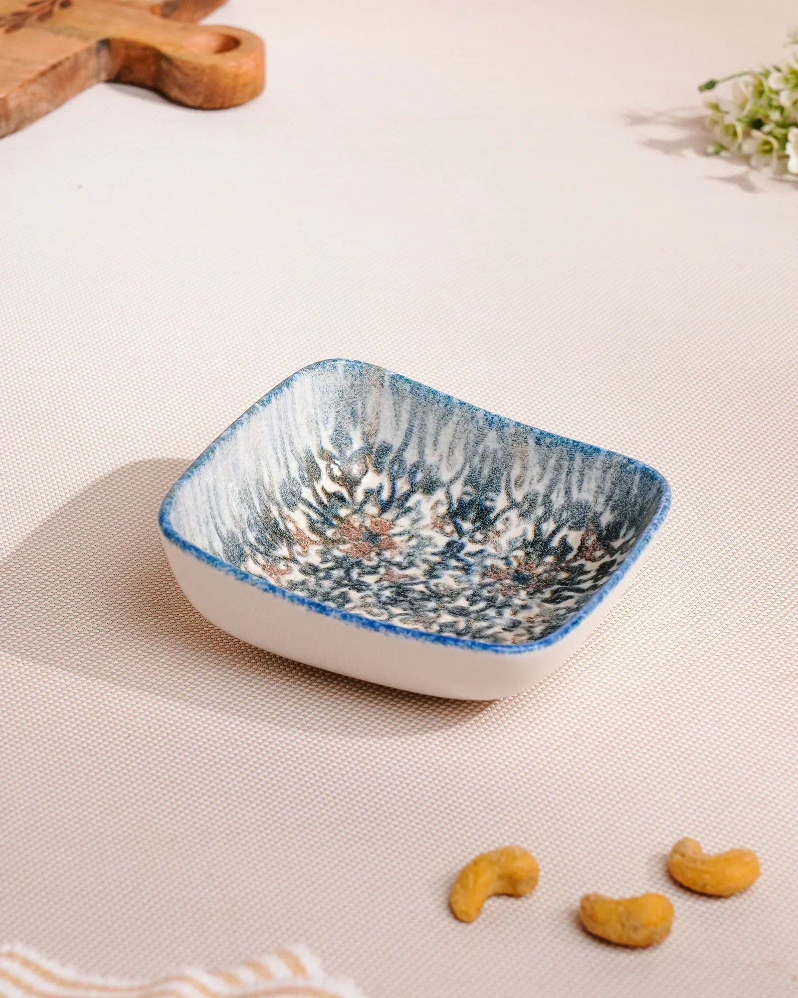 Pixel Square Elevated Fine Porcelain Bowl – 12 cm Snack Bowl with Pixel Design - Vola Global
