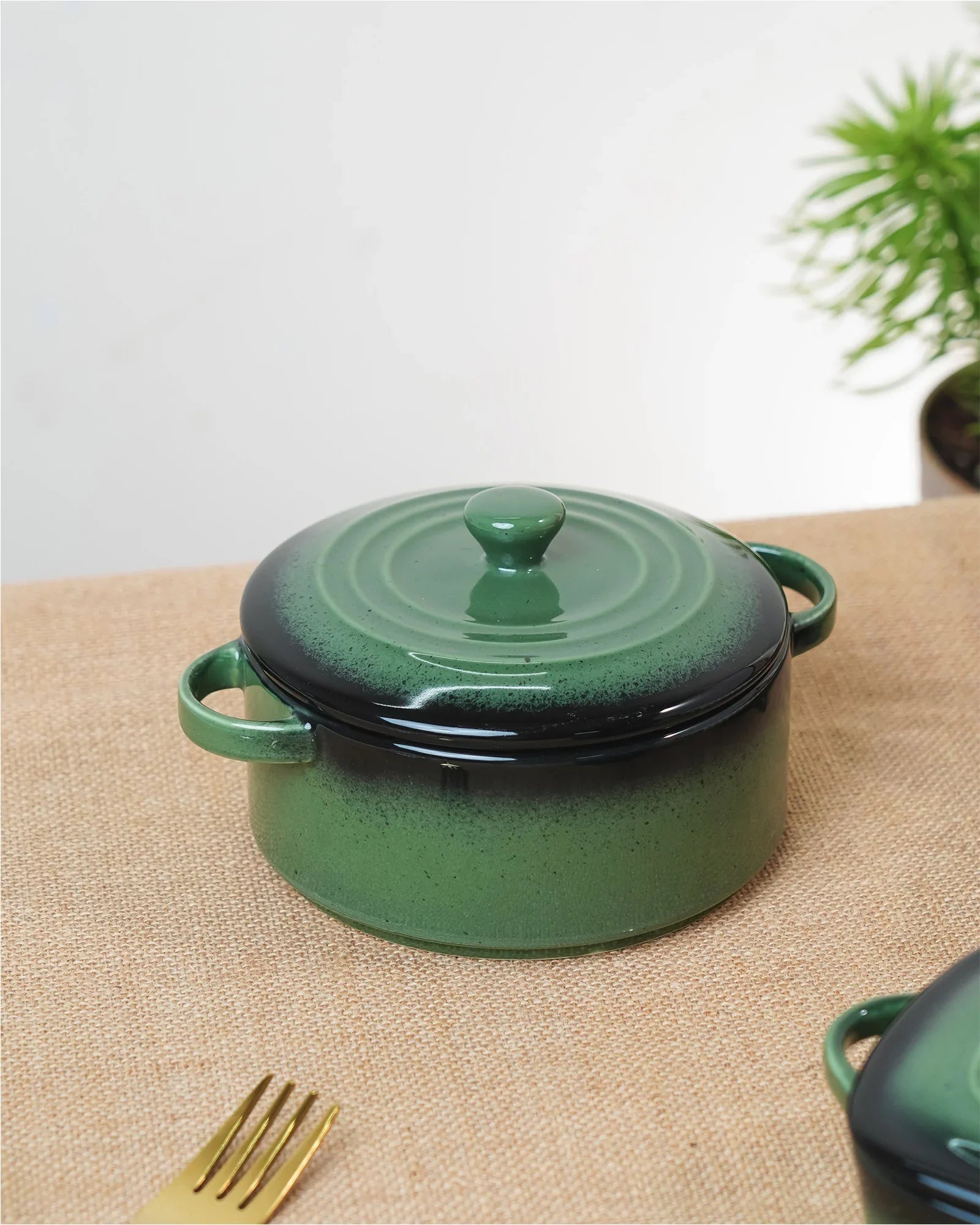 Prisma Fine Porcelain Round Casserole Set with Lids (10 cm, 12 cm &amp; 14 cm) – Olive Green Cook &amp; Serve - Vola Global