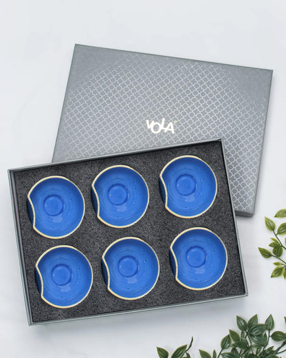 Crystal blue || Organic thumb bowl - Set of 6