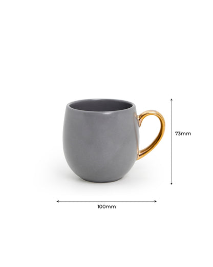PEBBLE GREY / Set of 2 * 180ml || Bloom luxurious Tea Mug | Golden handle