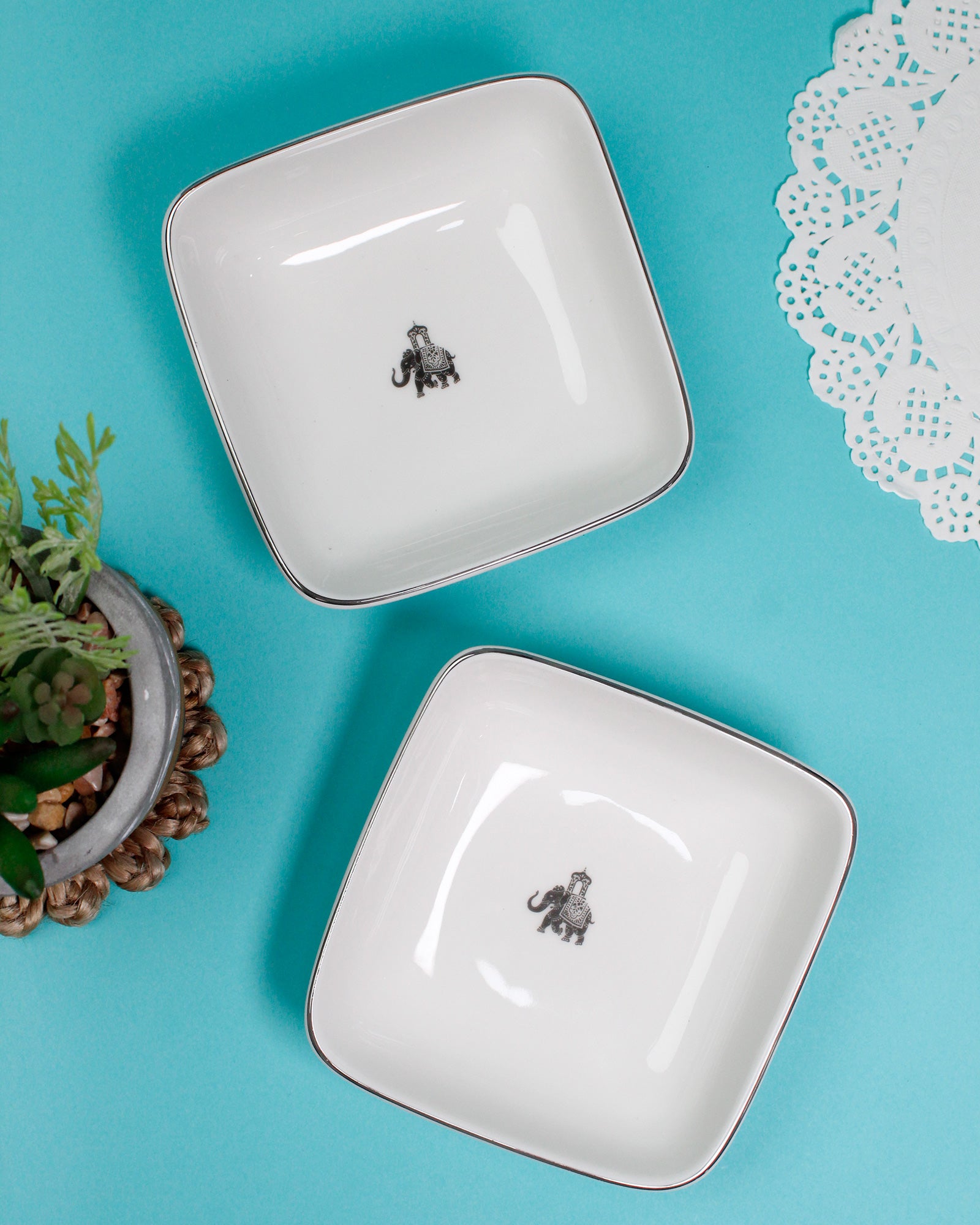 Gaj 2 Mug &amp; 2 Square Bowl (Curve Shaped)