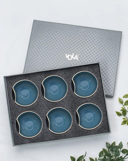 Medium teal || Organic thumb bowl - Set of 6