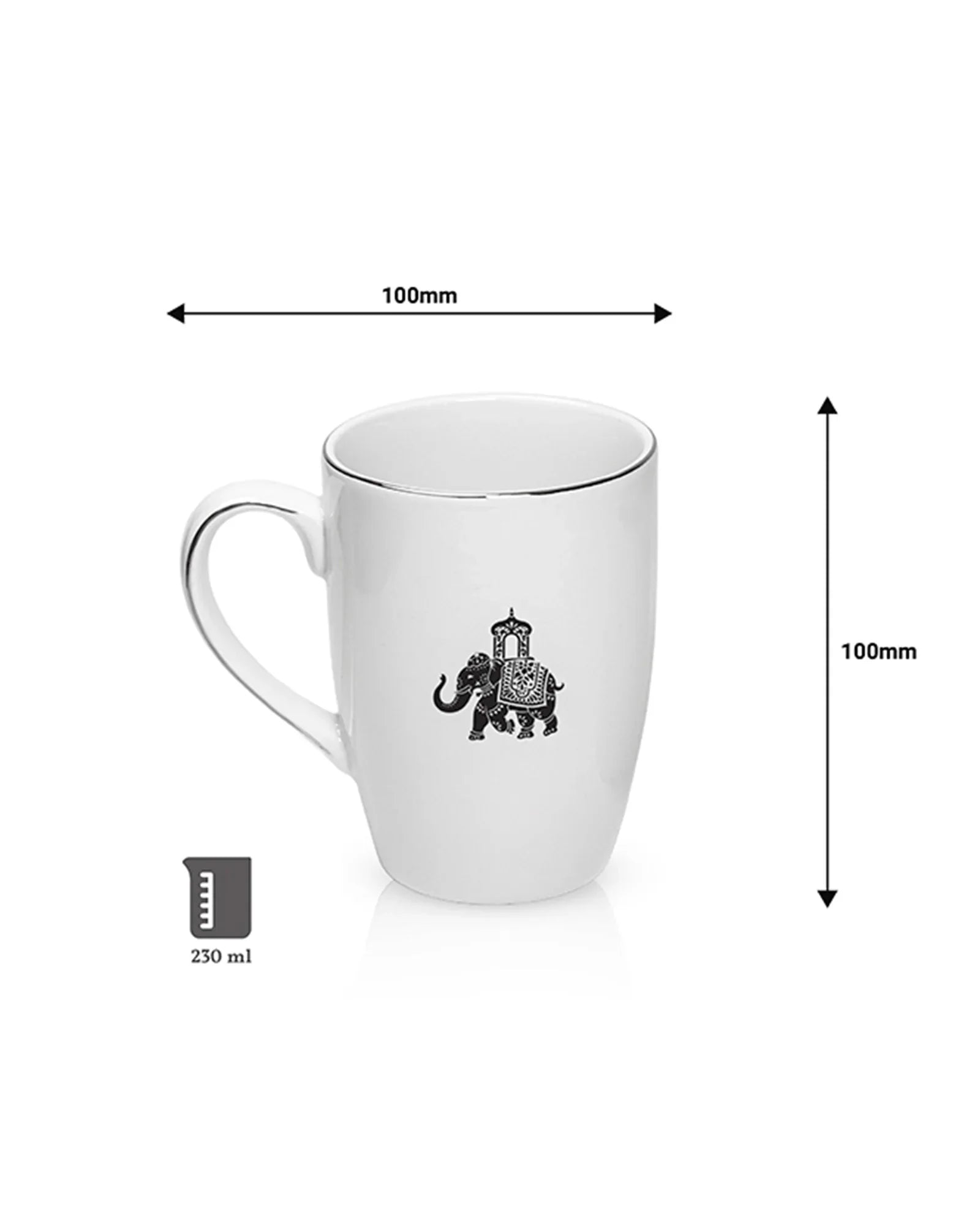 Gaj Luxury Gift Set – 2 Fine Porcelain Mugs &amp; 2 Cookie Plates, Fine Platinum Rim - Vola Global