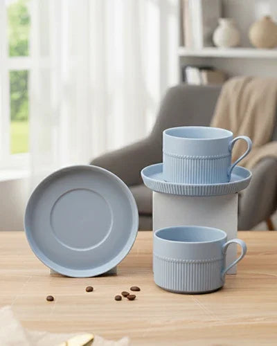 Vogue Stroke Cup &amp; Saucer Set of 4 (2 Cups &amp; 2 Saucers) | Brushstroke Design