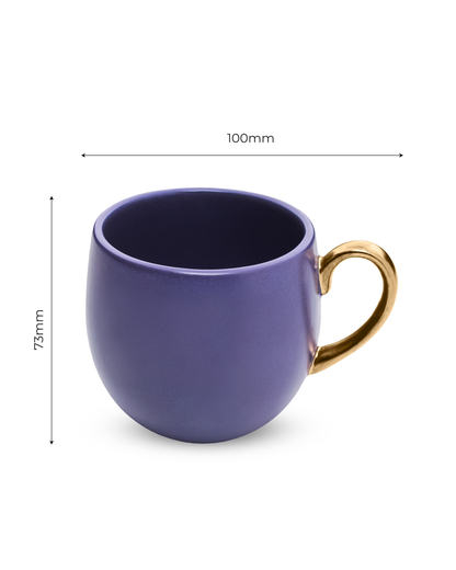 OPAQUE BLUE / Set of 6 * 220ml || Bloom luxurious Tea Mug | Golden handle