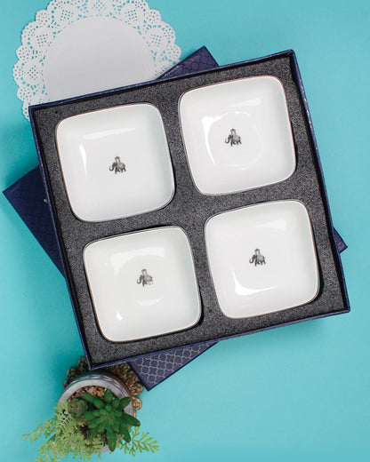 Set of 4 || Gaj Square Bowl (Curve Shaped)