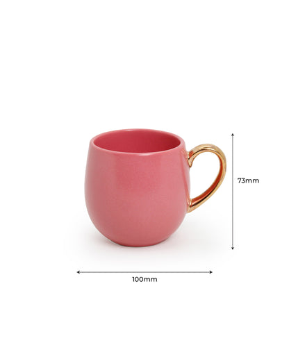 STRAWBERRY ICE / Set of 6 * 180ml || Bloom luxurious Tea Mug | Golden handle