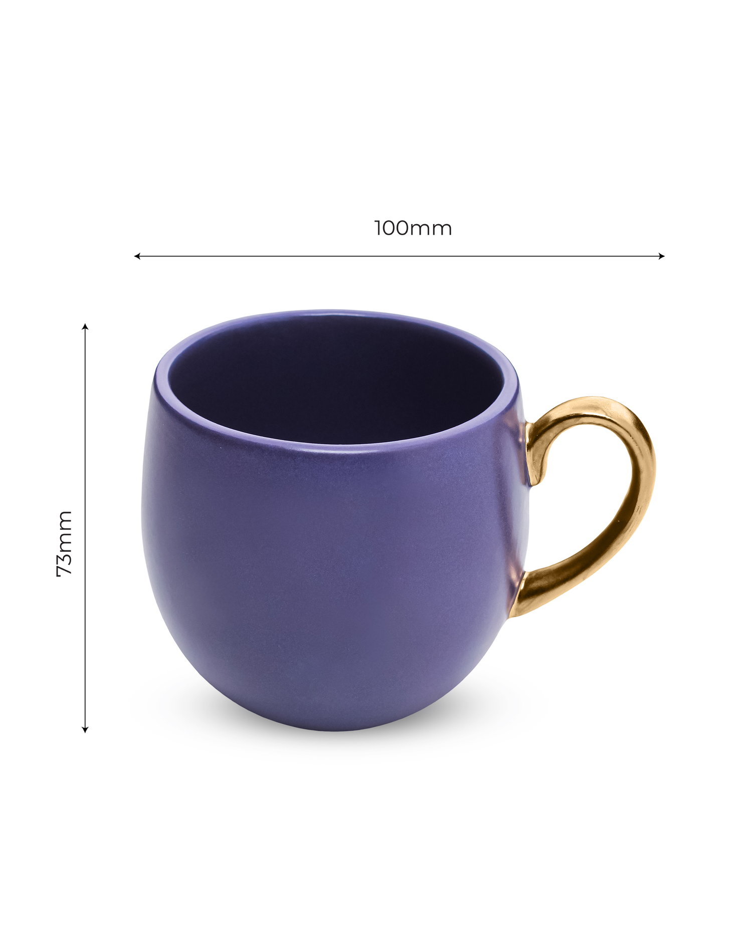 OPAQUE BLUE / Set of 2 * 220ml || Bloom luxurious Tea Mug | Golden handle