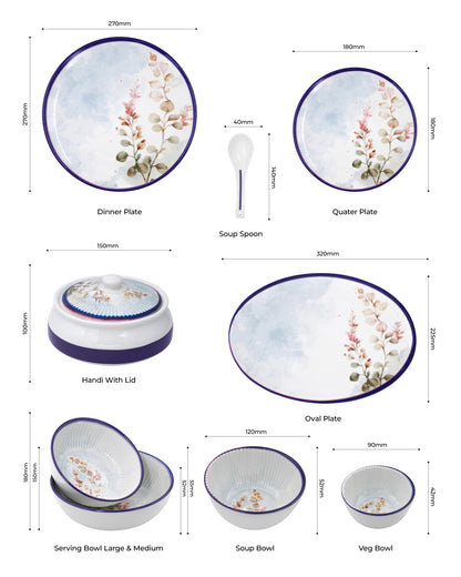35 Pcs || Pixel Collection Dinnerware - Aspen Blue