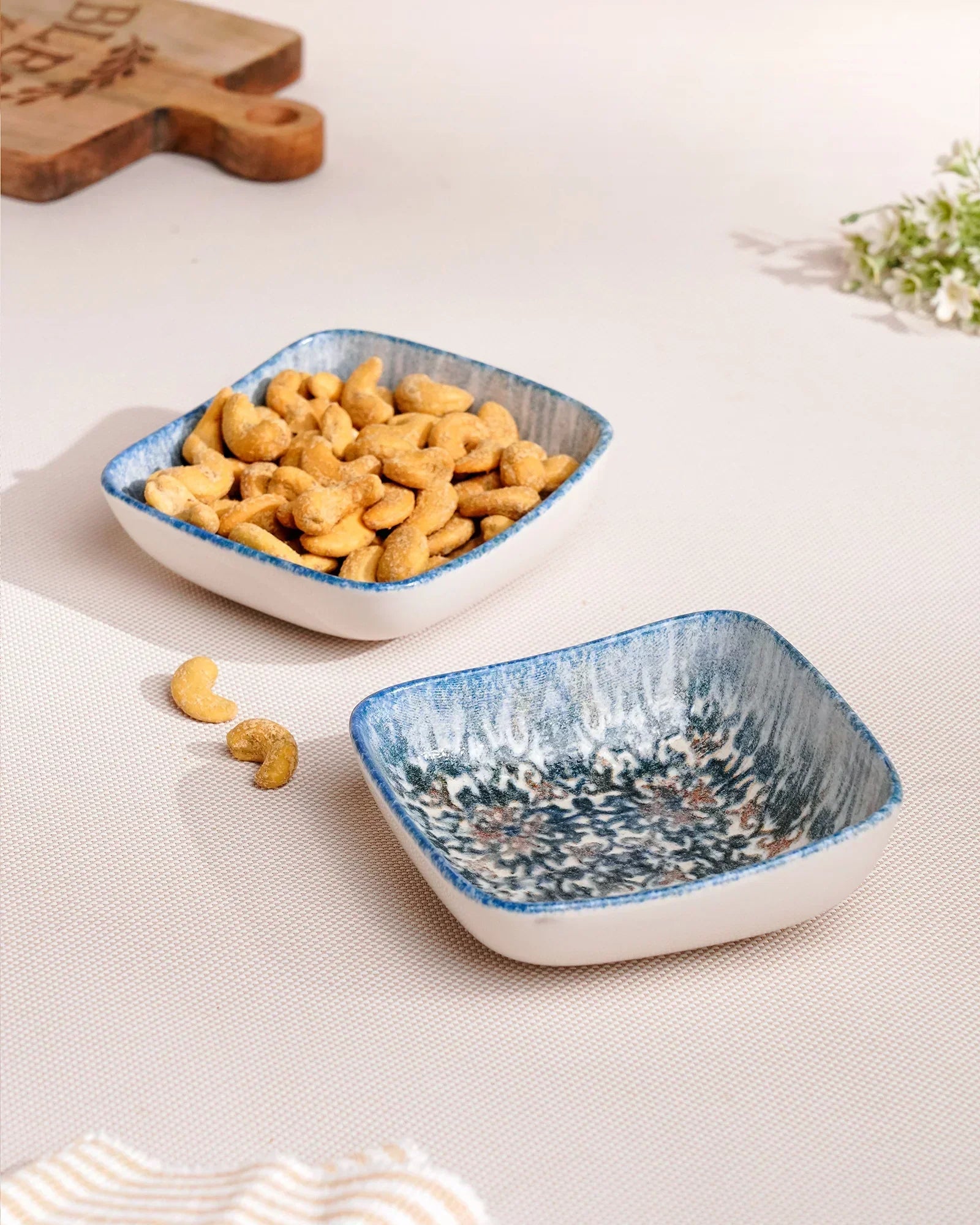 Pixel Square Elevated Fine Porcelain Bowl – 12 cm Snack Bowl with Pixel Design - Vola Global