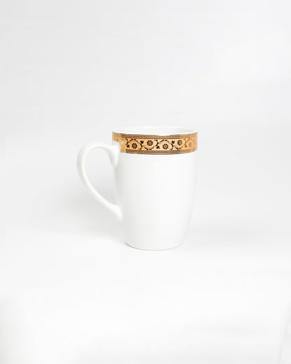 Scarlet Elegance Snack Set (6 Pcs) – 4 Porcelain Mugs with 2 Snack Platters | Premium Serveware