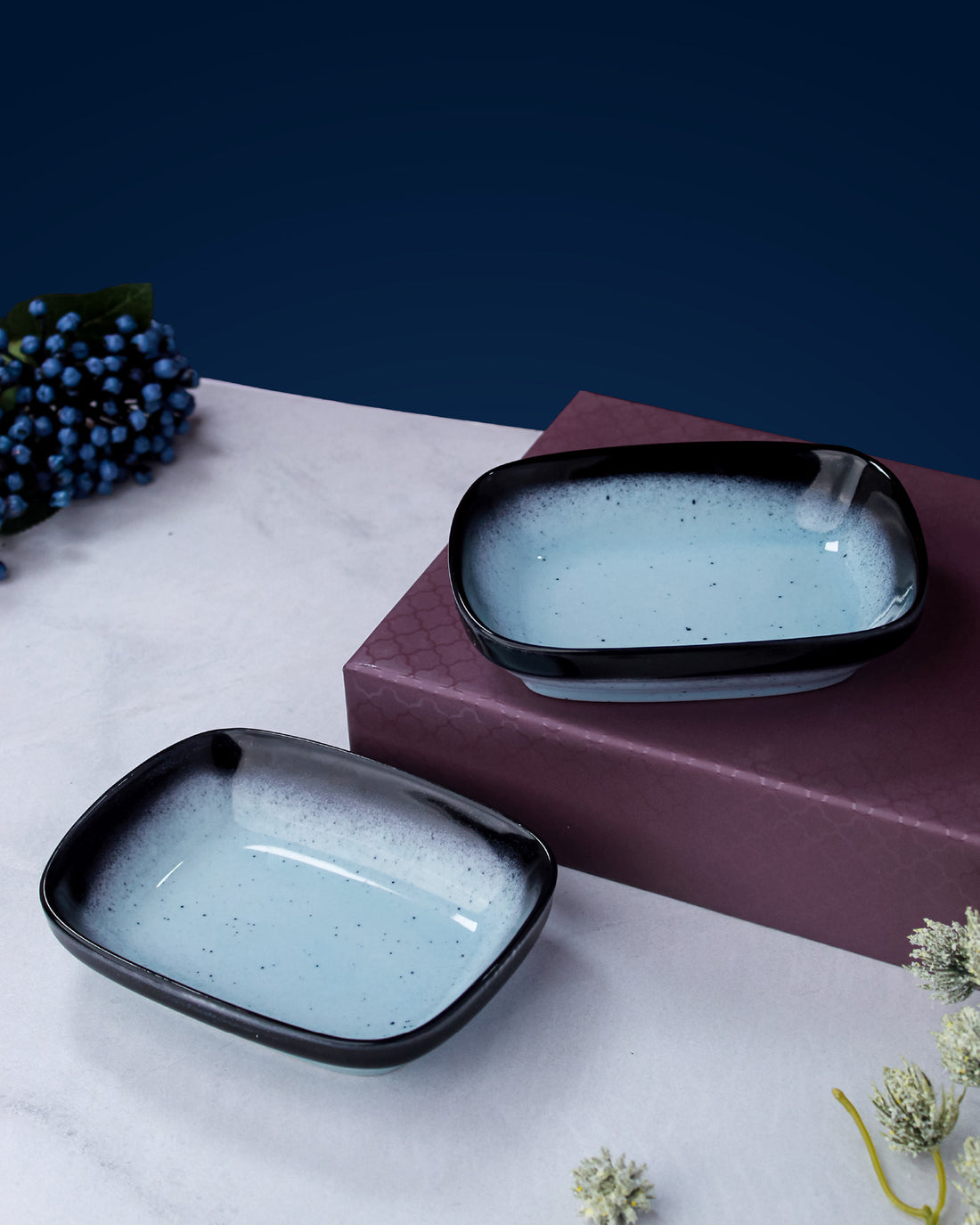 Reactive Glaze Rectangle Bowl - Set of 2