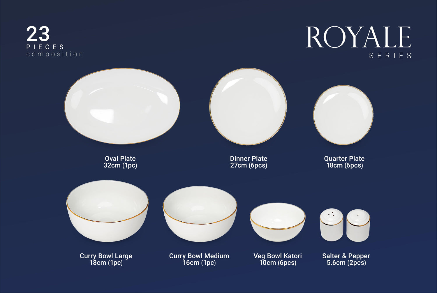 Royale Series- Dinner Set - 23 pc As the heart of the home - Vola Global