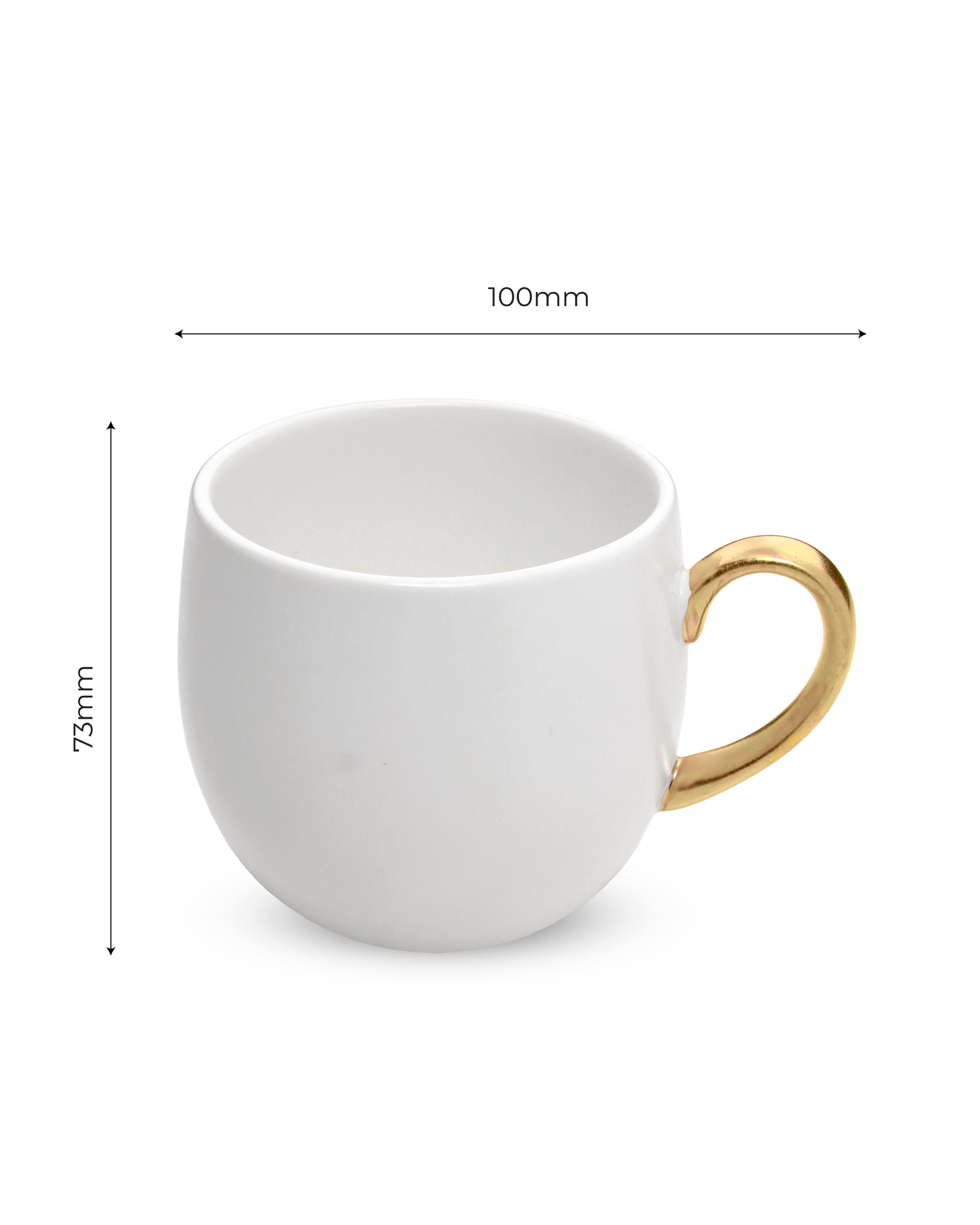 WHITE / Set of 6 * 220ml || Bloom luxurious Tea Mug | Golden handle