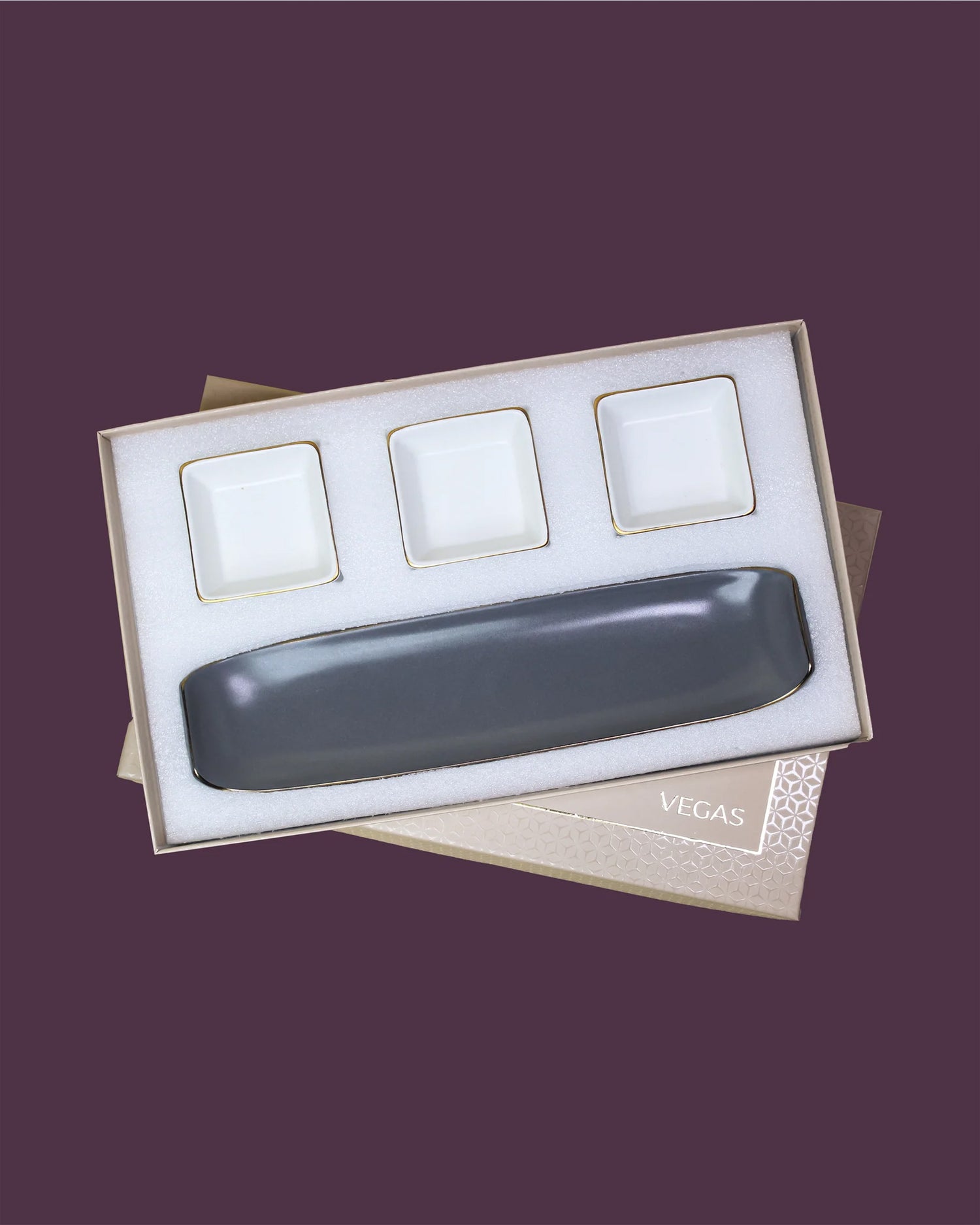 Pebble Grey || Bloom Vegas Soirée Combo Set of 4 - Elevate Your Gathering with Culinary Elegance