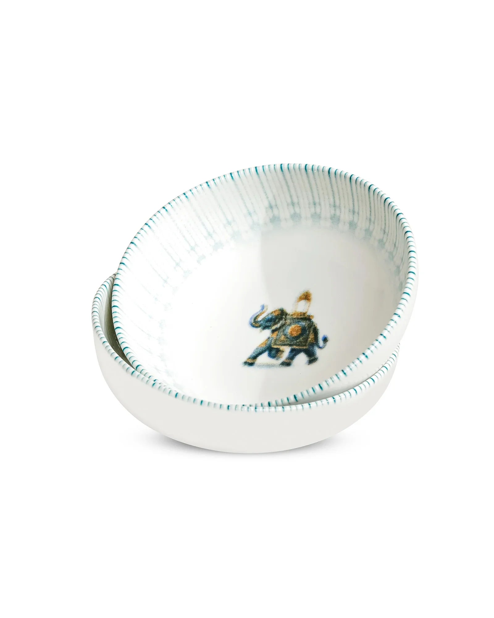 Pixel Round Elevated Fine Porcelain Bowl – 12 cm Designer Snack &amp; Side Bowl Set of 4 - Vola Global