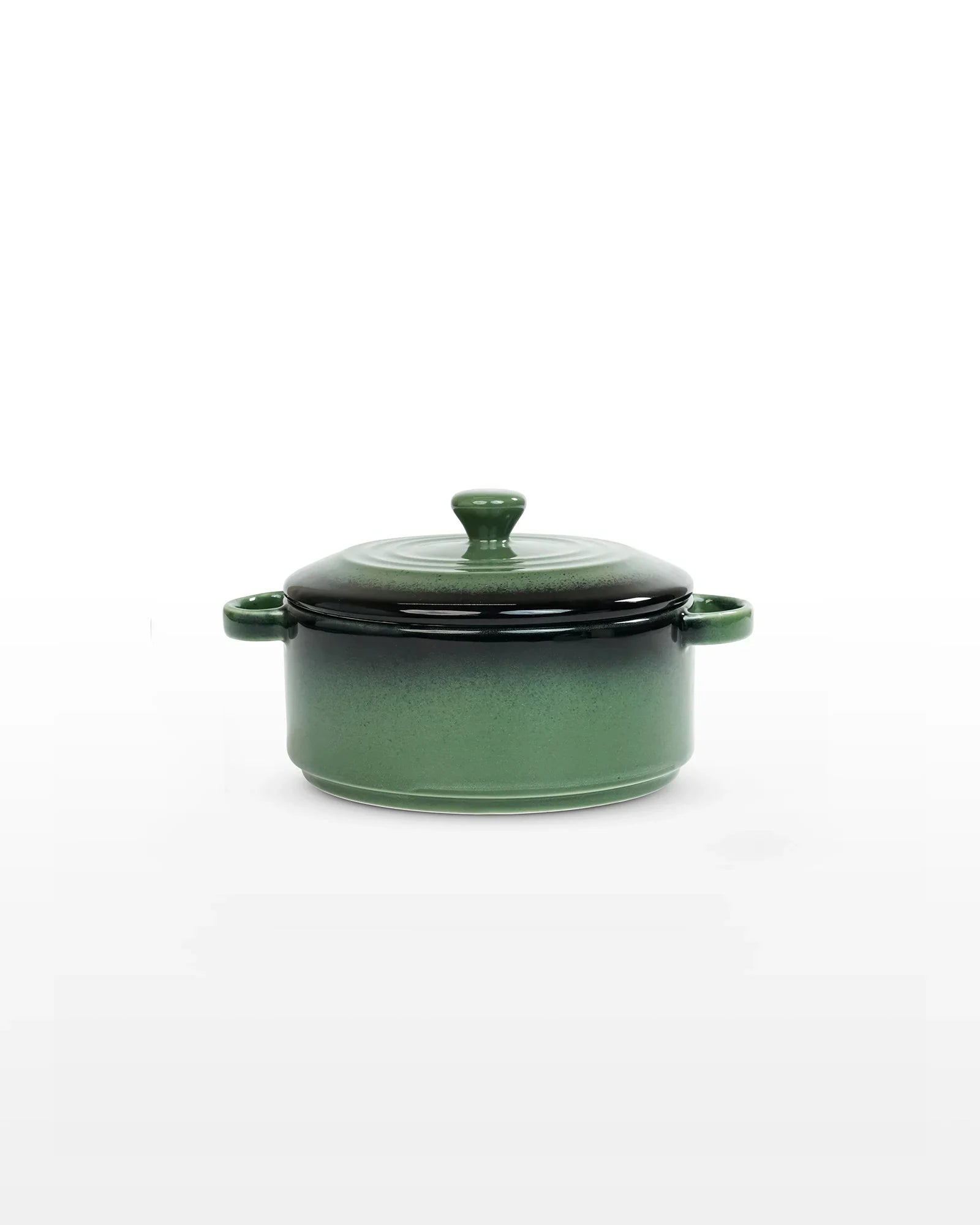 Prisma Fine Porcelain Round Casserole Set with Lids (10 cm, 12 cm &amp; 14 cm) – Olive Green Cook &amp; Serve - Vola Global