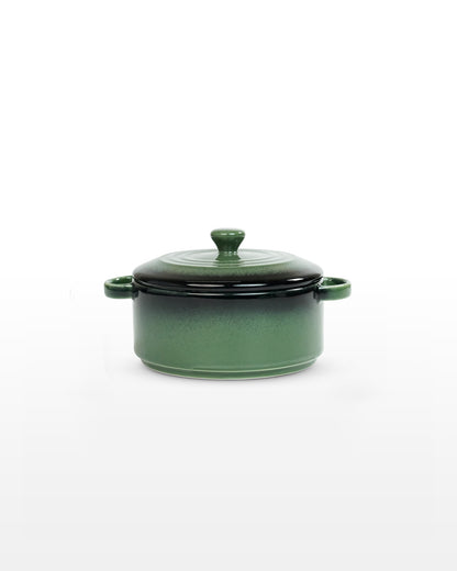 10 Cm || Prisma Round Casserole with Lid in Olive Green – Fine Porcelain Cook and Serve Bowl for Stylish Kitchen Serving and Dining