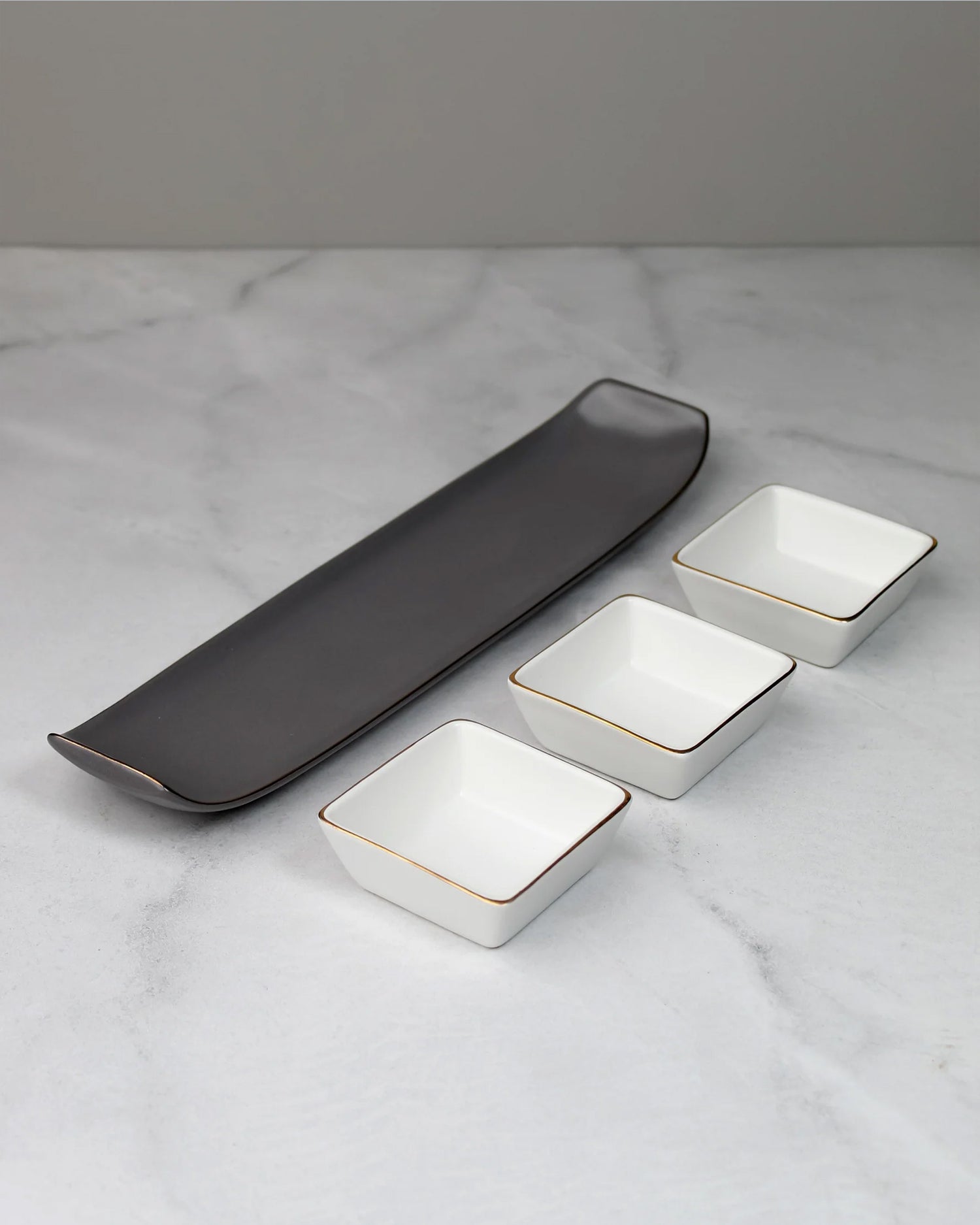 Pebble Grey || Bloom Vegas Soirée Combo Set of 4 - Elevate Your Gathering with Culinary Elegance