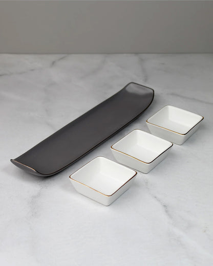 Pebble Grey || Bloom Vegas Soirée Combo Set of 4 - Elevate Your Gathering with Culinary Elegance