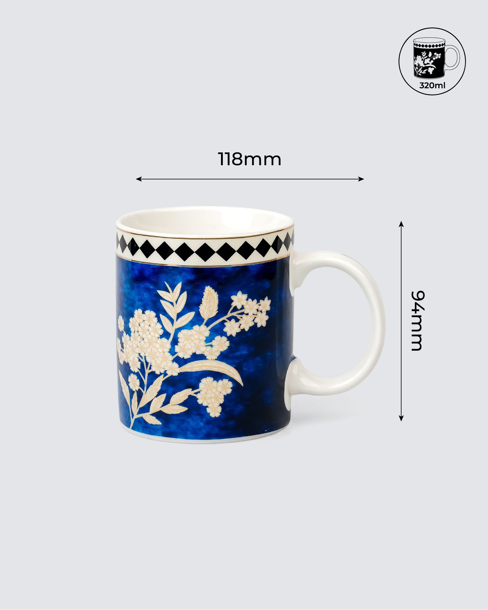 Vola Midnight Fleur LEGACY Collection 320ml 24 Carat Gold Mug