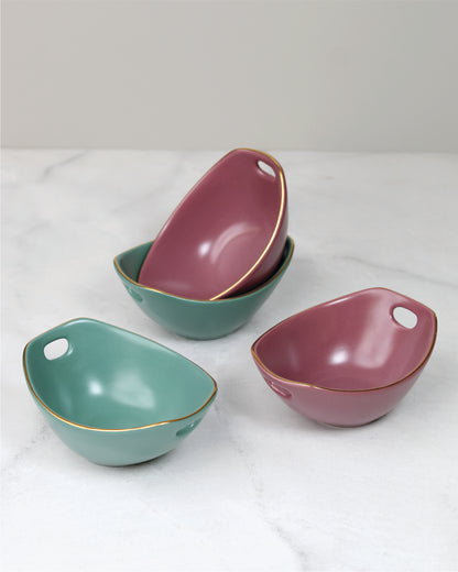 Lavender Herb and Viridian Green / Set of 4 || Bloom Vegas Curve Bowl - Where Elegance Meets Functionality